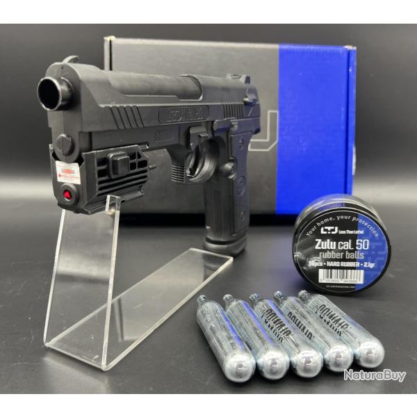 Promo - Pack laser pistolet de dfense ultra puissant LTL Alfa calibre 50 (CO2 + Munitions X50)