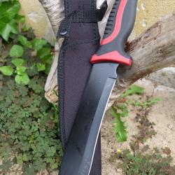Gros Couteau Machette Bowie Trekking Alaska Lame Acier 3Cr13 Manche Abs Etui Nylon Survie Treck A2