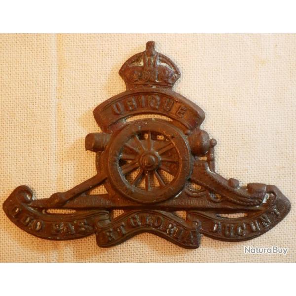 Provenance terrain insigne britannique d'artillerie en bronze sans attache - WWII