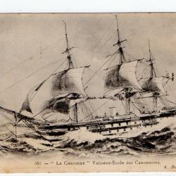 CPA- Marine " La Couronne " Vaisseau - École des Canonniers °1114