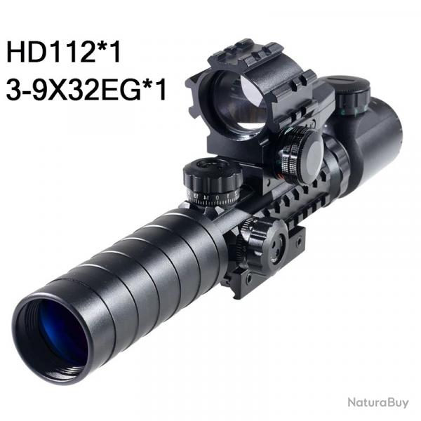 Vise optique pour fusil d'extrieur 3-9X32EG, rouge/vert -** 3-9x32EG and HD112