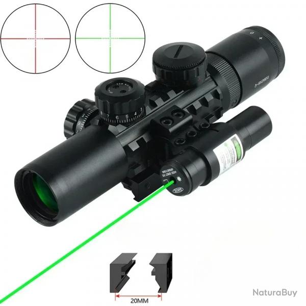 DulOptical-Lunette de vise laser ChlorAirsoft 3-9x26EG green laser