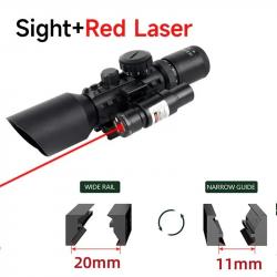 Lunette de chasse tactique Airsoft 3-10x42E -**M9 and red laser LIVRAISON GRATUITE