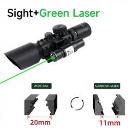 Lunette de chasse tactique Airsoft 3-10x42E Rail 11/20mm -**M9 and green laser