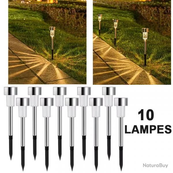 LAMPES DE JARDIN SOLAIRES AUTONOMES - LUMIRE CHAUDE - LIVRAISON GRATUITE