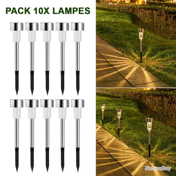 LAMPES DE JARDIN SOLAIRES LUMIRE CHAUDE - AUTONOMES - LIVRAISON GRATUITE