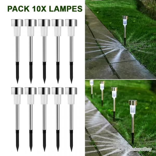 LAMPES DE JARDIN SOLAIRES LUMIRE BLANCHE - AUTONOMES - LIVRAISON GRATUITE