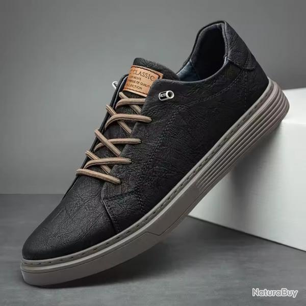 Chaussures Homme Cuir Noir - Dcontract, Habill - Noir, Grande Taille 36  47 - Outdoor & Bureau P