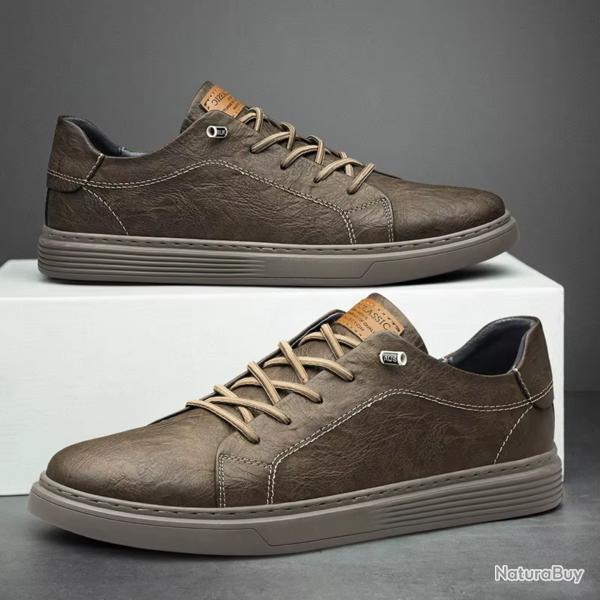 Chaussures Homme Cuir Khaki - Dcontract, Habill - Noir, Grande Taille 36 47 - Outdoor & Bureau