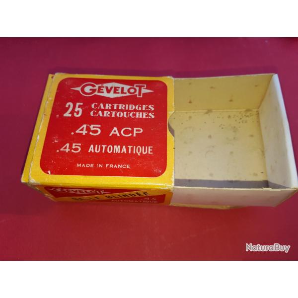 Boite vide Gevelot 25 cartouches calibre 45 ACP