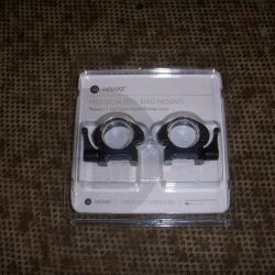 paire de collier amovible a levier HAWKE  PRECISION STEEL RING MOUNT de 25,4 mm hauteur : LOW