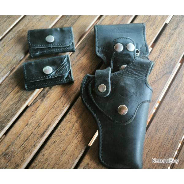 Holster cuir Manurhin mr88 F1, officiel et 2 cartouchires