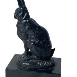 Barye Lapin oreilles dressées sculpture