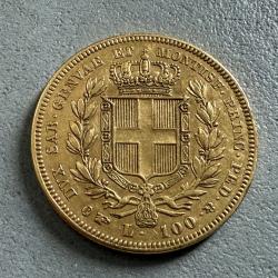 Monnaie, Italie, pièce 100 Lire or 1834 -Charles Albert - Piémont Sardaigne