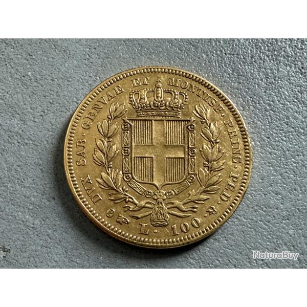 Monnaie, Italie, pice 100 Lire or 1834 -Charles Albert - Pimont Sardaigne