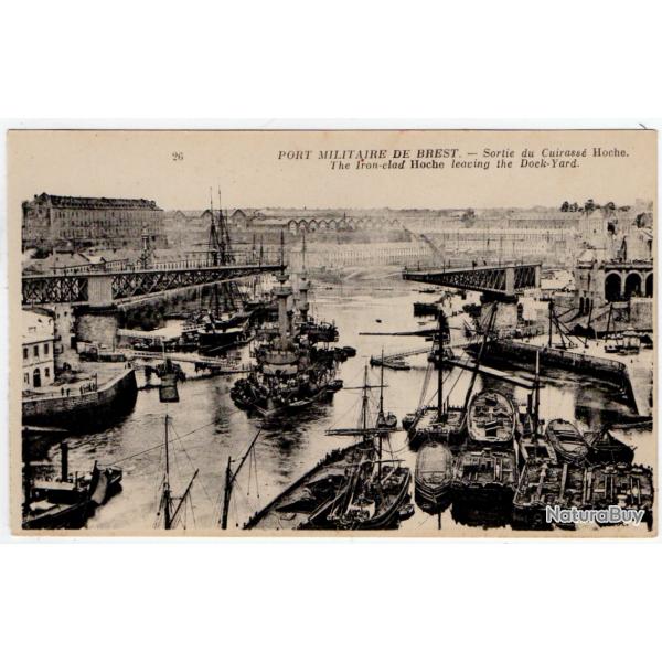 CPA - Marine - PORT MILITAIRE DE BREST - SORTIE DU CUIRASSE "LE HOCHE" N 1234