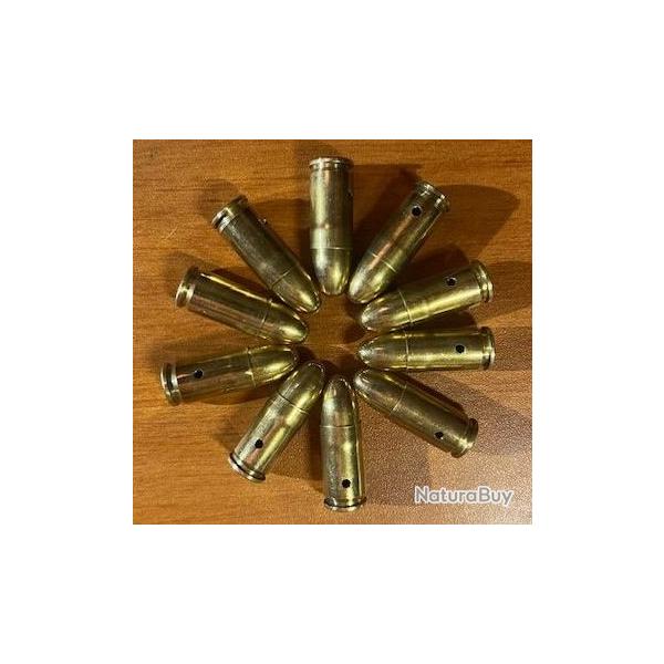 NOUVEAU // 10 Cartouches 9mm neutralises ogive couleur laiton pour collection/manipulation
