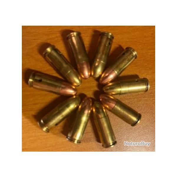 NOUVEAU // 10 Cartouches 9mm neutralises ogive couleur laiton & cuivre pour collection/manipulation