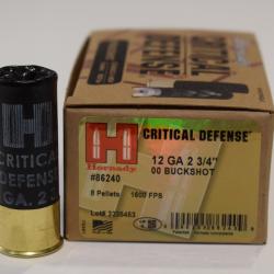 BOITE DE 10 CARTOUCHES HORNADY CAL 12/70 CHEVROTINES CRITICAL DEFENSE 86240