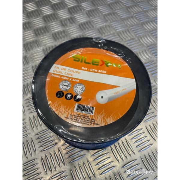Bobine fil coupe rond dual line debroussailleuse 80 m X diam 4 mm silex gamme pro