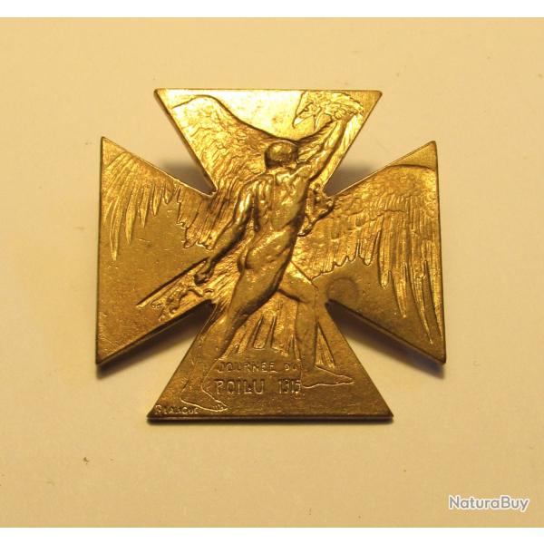 (523) Broche bronze dor "Journe du poilu 1915", signe Ren Lalique