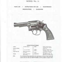 notice SMITH WESSON modèle 10 SMITH & WESSON 10 (envoi par mail) - VENDU PAR JEPERCUTE (m2423)