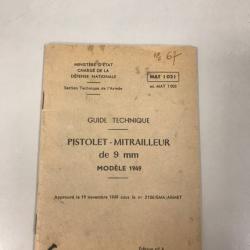 Guide technique réglementaire pistolet mitrailleur MAT 49.
