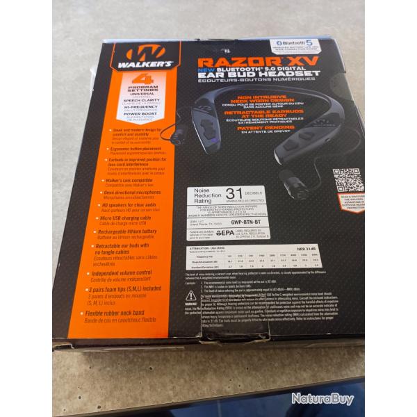 Oreillettes lectroniques walker's razor XV 5.0 digital bluetooth
