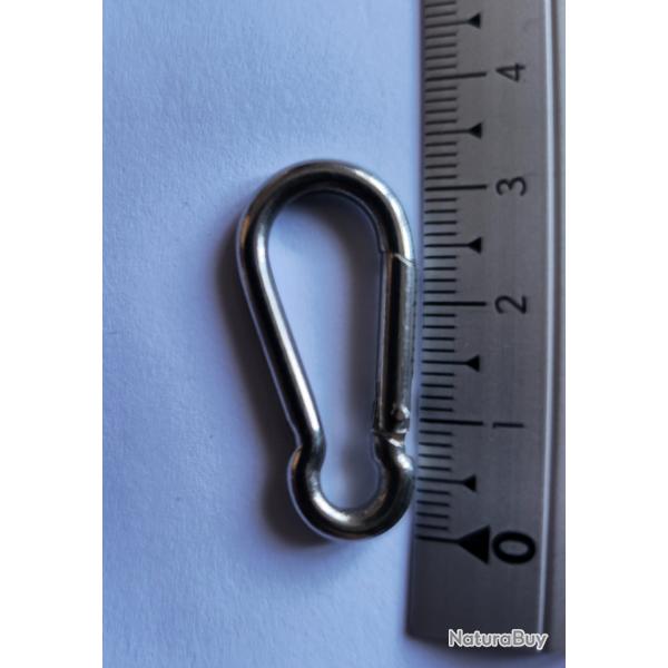 Mousquetons de Pompier  Ressort en INOX A4 MARIN - M3 -  3,00 mm - Longueur : 3,3 cm - Qtit : 5