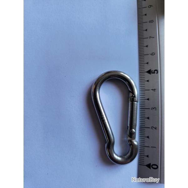 Mousquetons de Pompier  Ressort en INOX A4 MARIN - M5 -  4,80 mm - Longueur : 5 cm - Qtit : 2