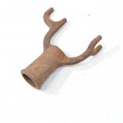 Ancien crochet d'étalage de marché / magasin, commerce. Fourche / support penderie.
