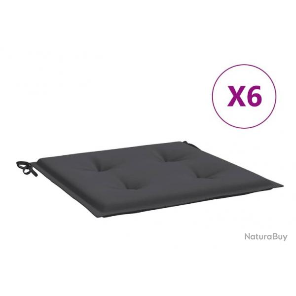 Lot de 6 coussins de chaise de jardin anthracite 40x40x4 cm confort extrieur