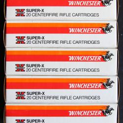 100 cartouches (5x20) .222 REMINGTON - WINCHESTER SUPER X - ogive 55 Grains "FMJ"
