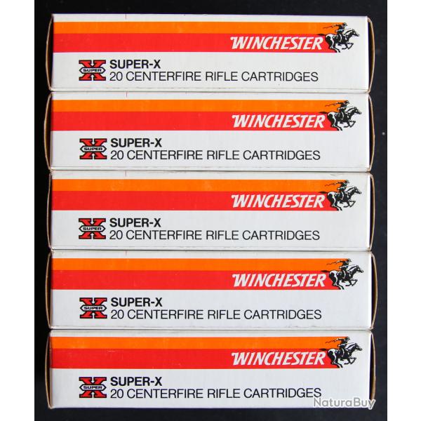 100 cartouches (5x20) .222 REMINGTON - WINCHESTER SUPER X - ogive 55 Grains "FMJ"