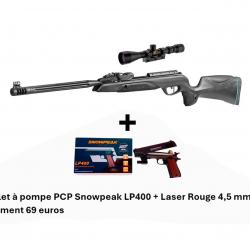 PACK COMBI  ! Carabine + Lunette Speedster IGT 10X GEN2i 4,5 mm + P. SNOWPEAK LP400 4,5 mm + LASER