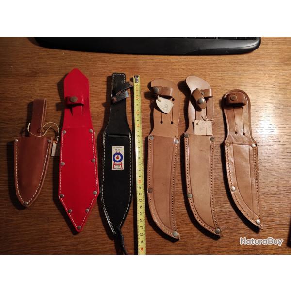 Lot de 6 tui  fourreau cuir couteau poignard  neuf