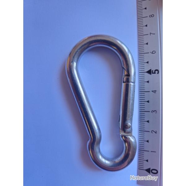 Mousquetons de Pompier  Ressort en INOX A4 MARIN - M7 -  6,78 mm - Longueur : 7 cm - Qtit : 2