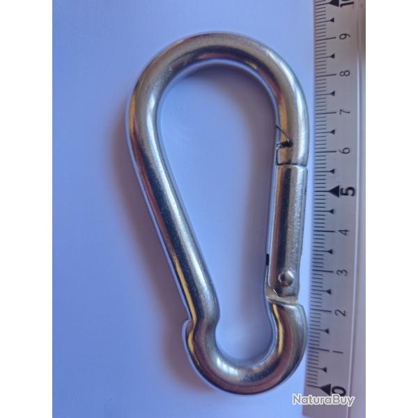 Mousquetons de Pompier  Ressort en INOX A4 MARIN - M9 -  8,72 mm - Longueur : 9 cm - Qtit : 5
