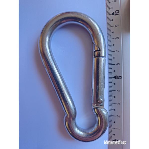 Mousquetons de Pompier  Ressort en INOX A4 MARIN - M10 -  9,74 mm - Longueur : 10 cm - Qtit : 2