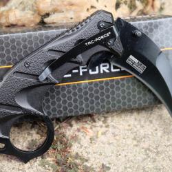 Couteaux Griffe Tac Force Karambit Semi Automatique Lame Acier 3Cr13 Manche Alu Poing Américain