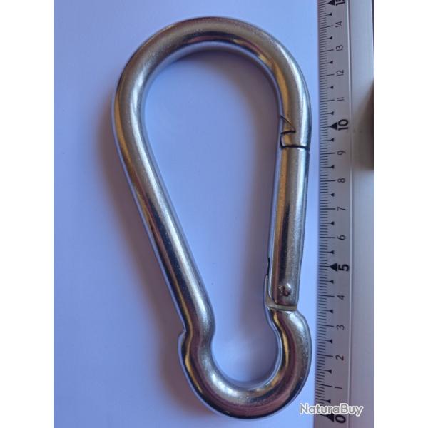 Mousquetons de Pompier  Ressort en INOX A4 MARIN - M12 -  11,54 mm - Longueur : 14 cm - Qtit : 5