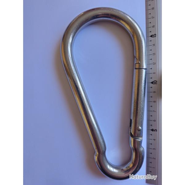 Mousquetons de Pompier  Ressort en INOX A4 MARIN - M14 -  13,50 mm - Longueur : 18 cm - Qtit : 2