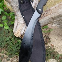 Machette Couteau Kukkri Parang Lame Acier 3Cr13 Manche ABS Gris Etui Nylon Tactical Survivalisme 01