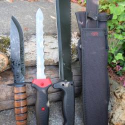 Lot de 3 Poignard Bowies Lame Acier 3Cr13 Manche Cuir Etui LOT POUR REVENDEURS Survie Alaska