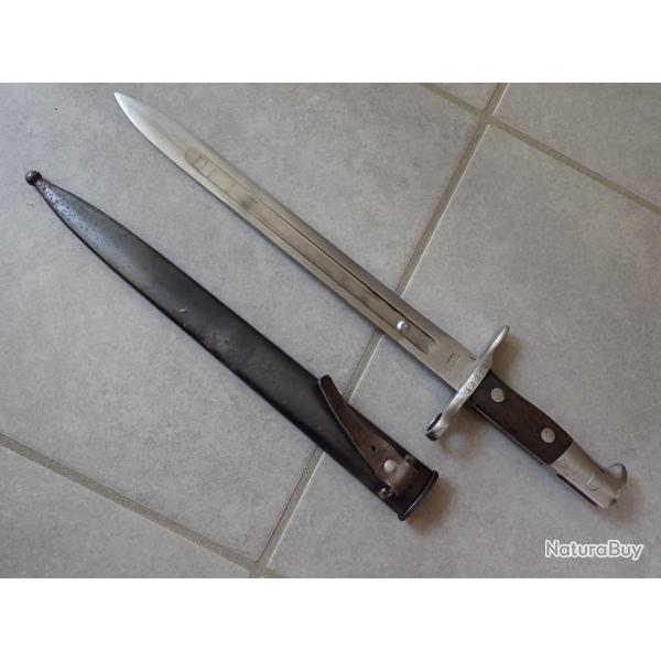 122218 RARE Baionnette Suisse Mdle 1889 modifi en 1897 avec un rivet sur lame. Douille de 14 mm!!!