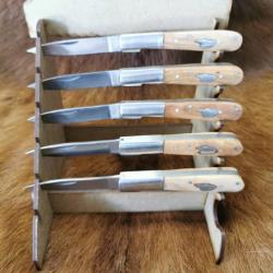 LOT DE 5 Couteaux de poche Vendetta manche bois avec  Carte  Corse2ghd 2