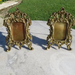 VINTAGE -  Ancienne paire de cadres à photos Rocaille en Bronze, de Style Louis XV - FRANCE (XIXé)