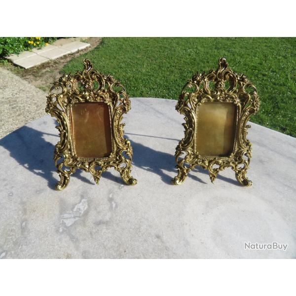 VINTAGE -  Ancienne paire de cadres  photos Rocaille en Bronze, de Style Louis XV - FRANCE (XIX)