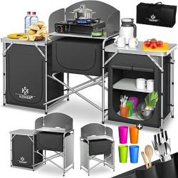 Armoire de Camping, Cuisine de Camping avec Structure en Aluminium, Sac de Transport fourni