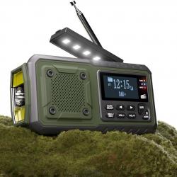 Radio Solaire Urgence à Manivelle DAB+/FM Avec Réveil Batterie 5000mAh USB Radio SOS Météo
